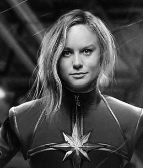 Brie Larson as female superhero Captain Marvel.