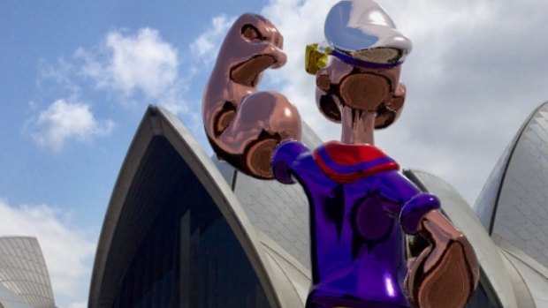 Jeff Koons' augmented reality sculpture of Popeye.