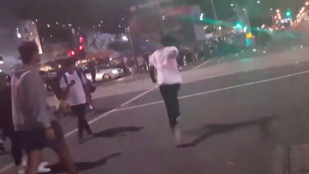 Apex gang members rioting outside Flinders Street station last March