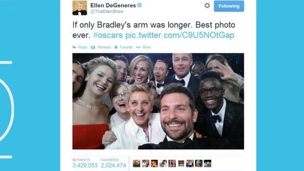 Ellen's prolific Oscars tweet.