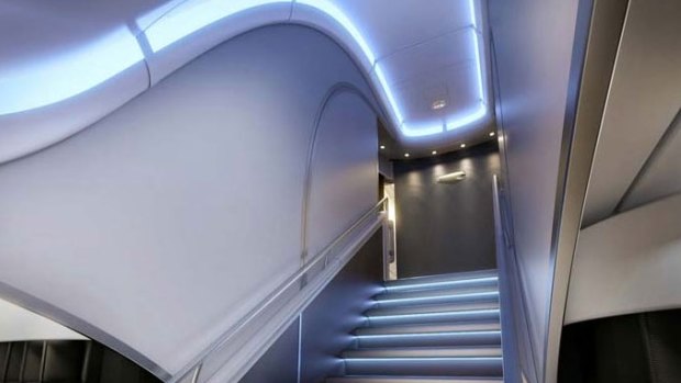 The staircase on board a British Airways A380.