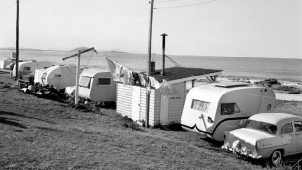 Mooloolaba Beach Caravan Park, circa 1950.