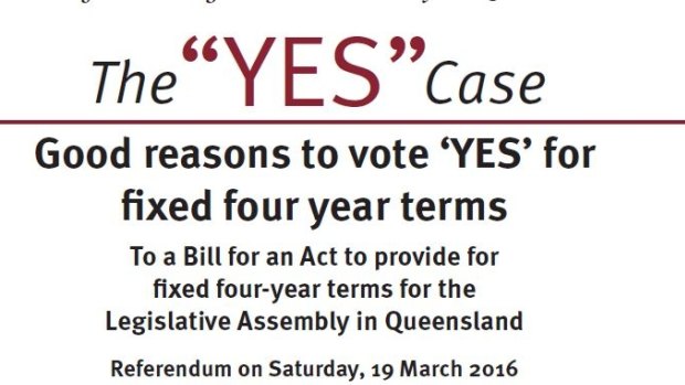 The "Yes" campaign brochure features a bolder font.