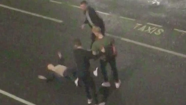 The footage shows Ben Stokes allegedly punch another man who collapses to the ground.