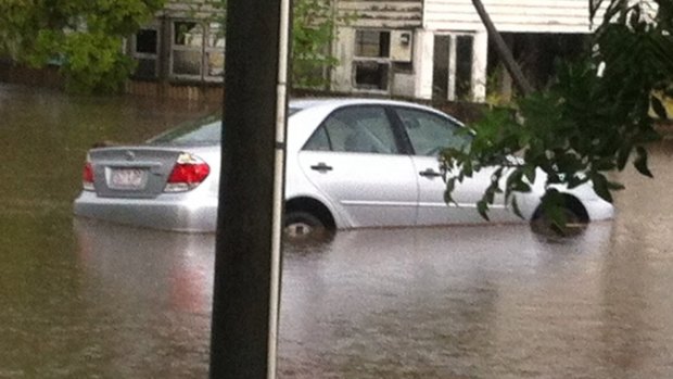 Cars were badly affected by flash flooding.
