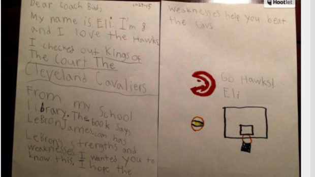 Between you and me: The letter from Eli to Coach Bud.