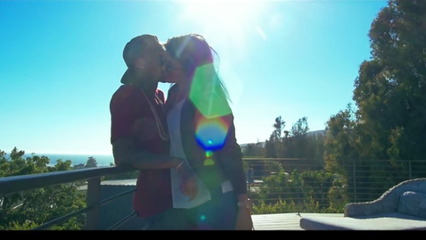 The music video shows Tyga and Kylie Jenner sharing an intimate moment.