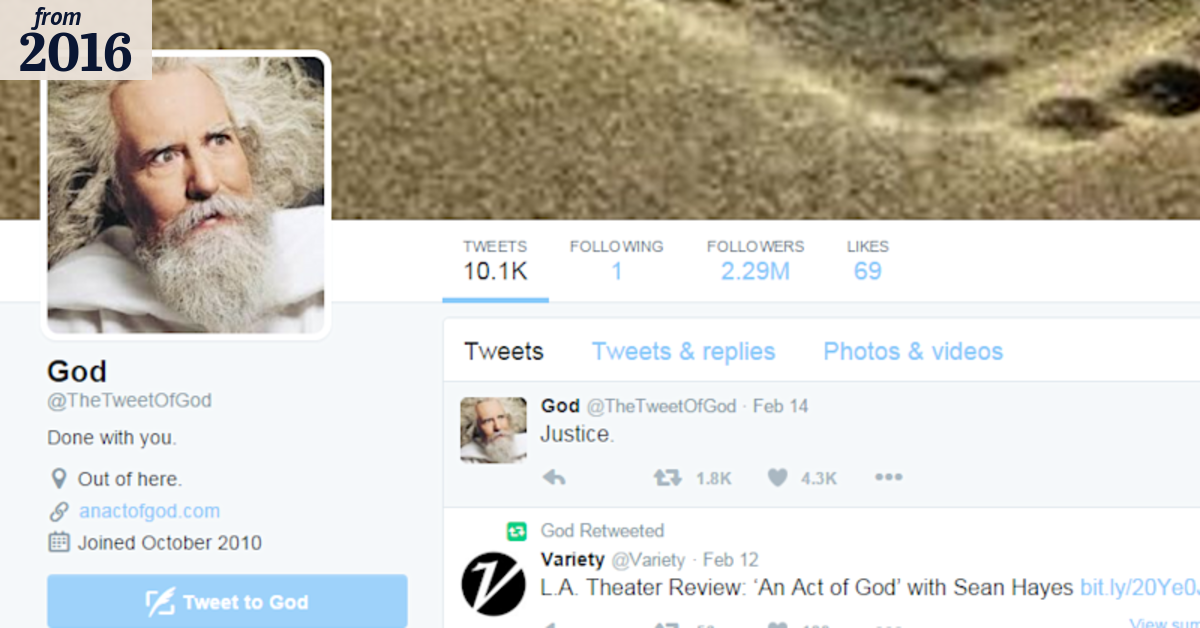God quits Twitter: popular account to commandeth no more