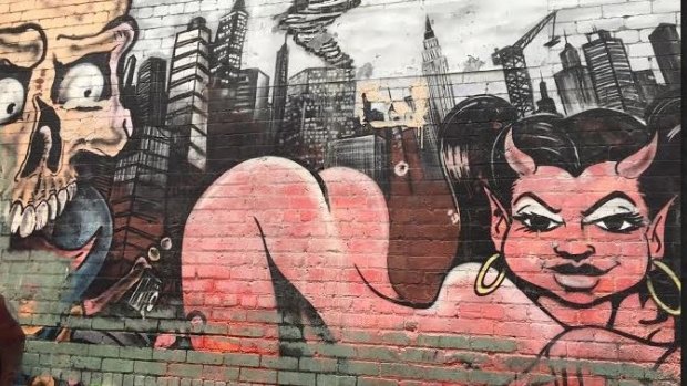 Brisbane street art talks about demolition pressures in Elizabeth Street