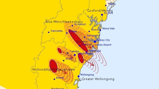 The storm cells at 2:50pm.