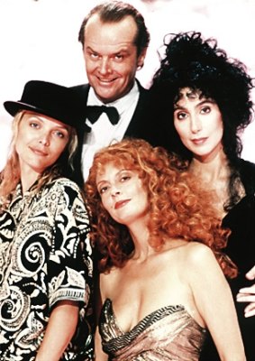 Nicholson with Michelle Pfeiffer, Susan Sarandon and Cher in The Witches of Eastwick.