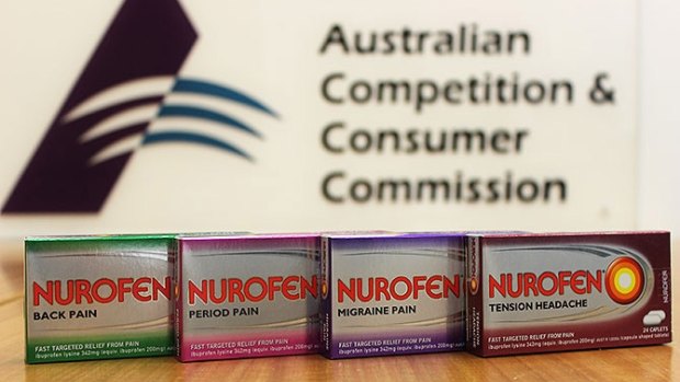 The ACCC said the caplets in all four products contained the same active ingredient, ibuprofen lysine 342mg.