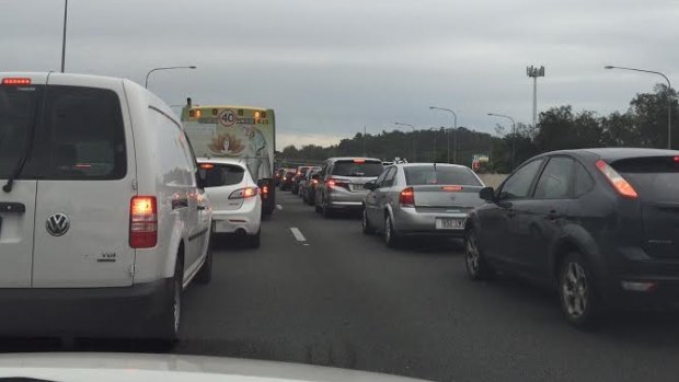 The Pacific Motorway became a parking lot for hours after Tuesday's truck accident.