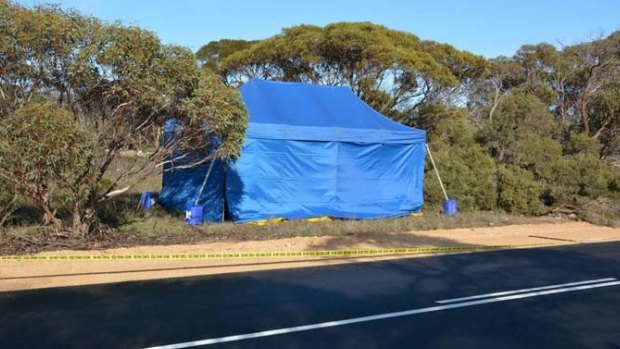 The crime scene where a little girl's remains were found in a suitcase at Wynarka, South Australia.

 