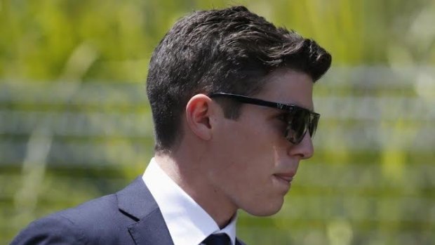 Cleared: Sean Abbott who bowled the fateful delivery arrives at the funeral.
