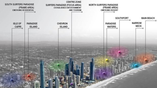 Graphic shows the emerging hot spots in the Gold Coast.