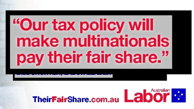 The Labor anti-corporate tax dodging billboards that will be put up across Sydney.