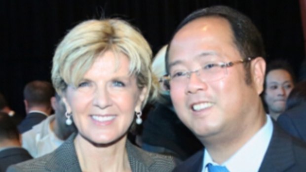 Friends in high places: Huang Xiangmo with Foreign Minister Julie Bishop.