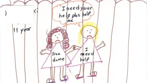 A picture drawn by children detained on Christmas Island: The UN has questioned whether Australia's treatment of children is in breach of the anti-torture convention.