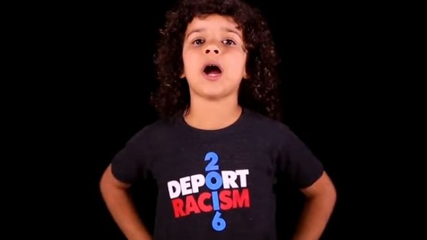 Children of Mexican heritage deliver the anti-racism message using offensive language and gestures in a video designed to polarise.