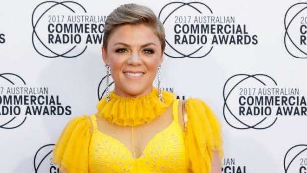 Em Rusciano arrives at the Australian Commercial Radio Awards last month.