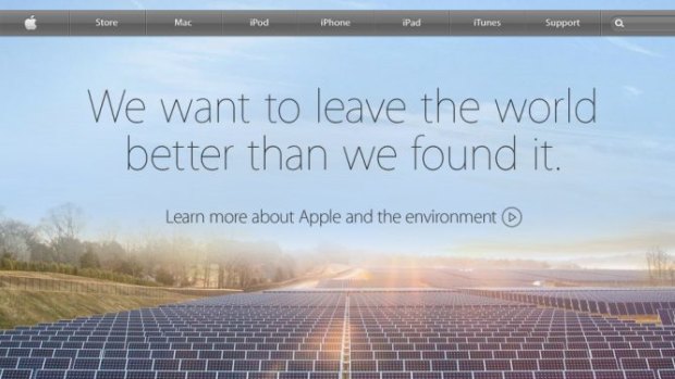 Green push: Apple's environmental message on its website.