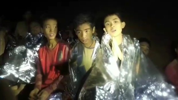 The trapped boys in the flooded cave system in Thailand.