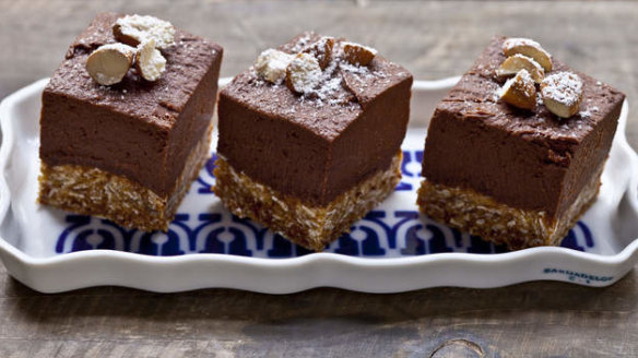 Chocolate-banana cheesecake with a chewy Anzac biscuit base.