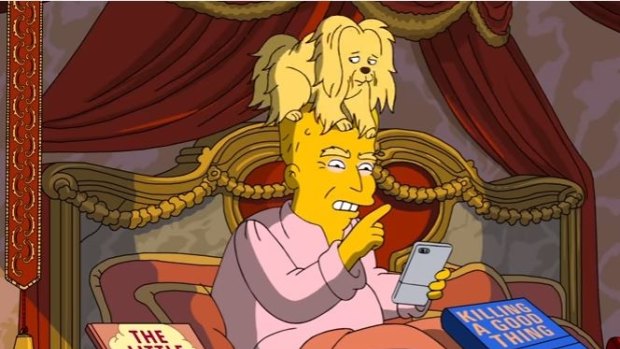 A new episode of <i>The Simpsons</i> reveals Donald Trump's hair to be a small dog. 