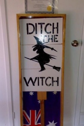 Potential buyers of the framed Ditch the Witch sign are being vetted.
