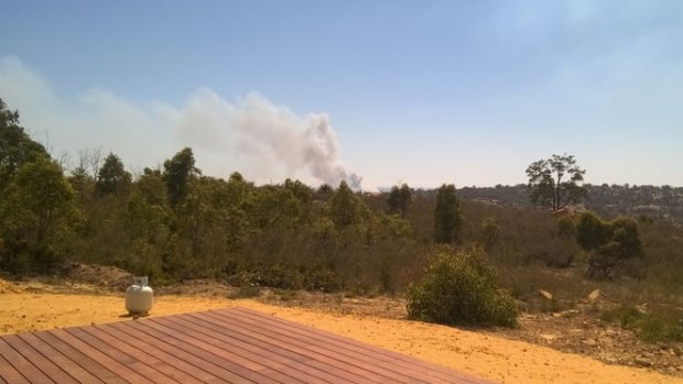 The smoke coming from the Ellenbrook bushfire as it started to take hold