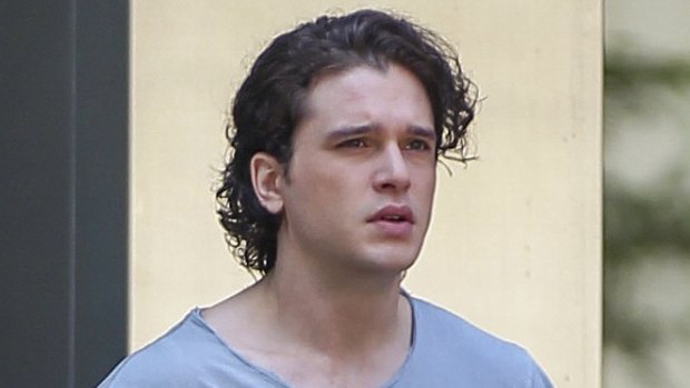 After: Kit Harington in Canada on Monday with a face as smooth as a baby's bottom.