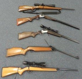 Some of the firearms seized in North Canberra raids.