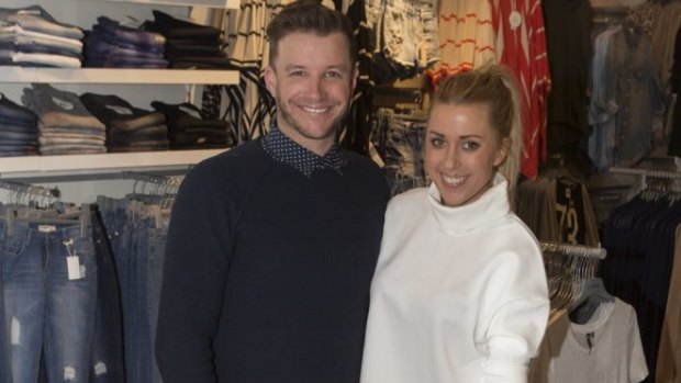 Luke Jacobz with then partner Katie Hansen at The One by Cotton on launch in 2014.