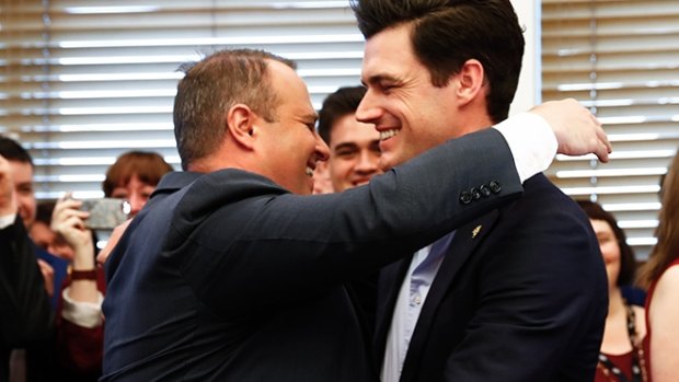 Liberal MP Tim Wilson with his partner Ryan Bolger.