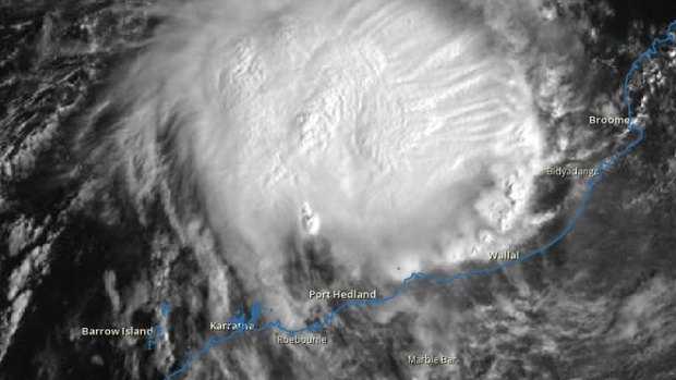 Cyclone Stan at 8am as it appeared from above at Saturday morning.