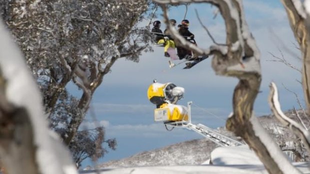 A TechnoAlpin T60 Boom Fan Gun at the ready: Many snow gun manufacturers test their equipment in Australia.