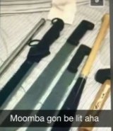 The photo of knives posted on social media before Saturday's brawl.   