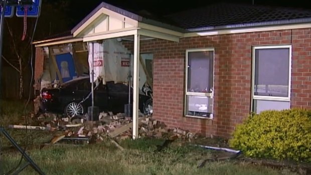 The car crashed into the Breakwater home about 8.30pm on Sunday.