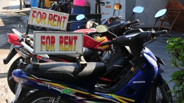 Motorbikes and scooters for rent in Seminyak, Bali.
