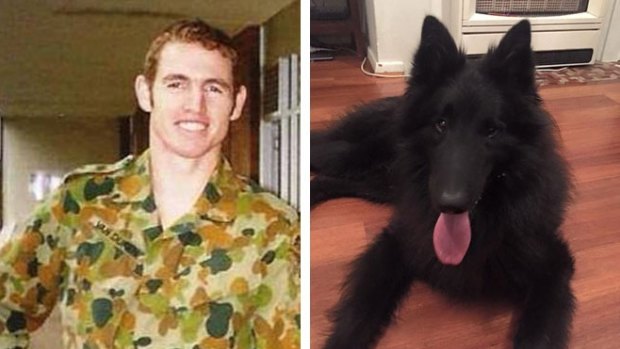 Ex-soldier Shane Van Duren and his dog, Kalu,  which has since been returned to him. 