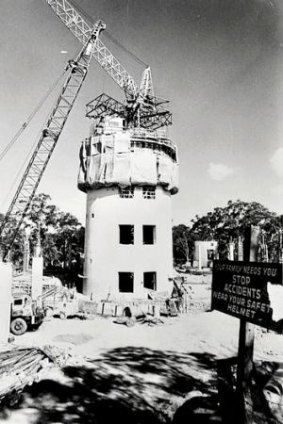 The Black Mountain tower starts to rise above the treeline in 1974.