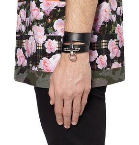 Givenchy's 3 row obsedia leather bracelet.
