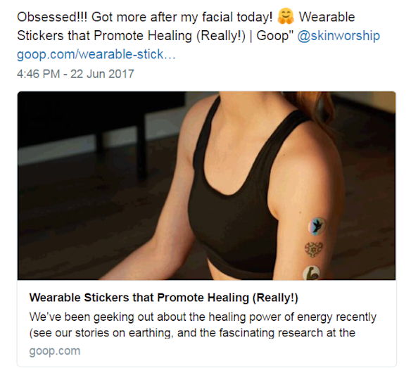 Wearable stickers that 'promote healing'. Really?