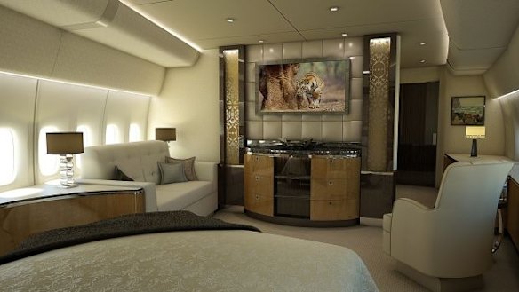 Stateroom of a VIP Boeing 747-8.