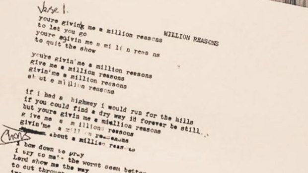 The lyrics for 'Million Reasons' a track from 'Joanne' were released via Facebook.