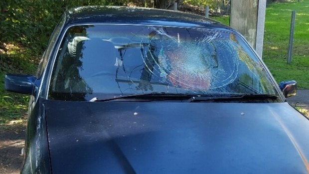 The windscreen of this 1997 Holden Statesman was allegedly smashed in a road rage incident on Wednesday morning.