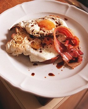 Breakfast of champions: Bacon and eggs.