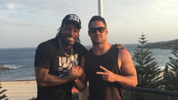 'Teaching the bruv some manners on speaking to women in oz!': Jarryd Hayne came out in support of Chris Gayle on Instagram.