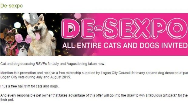 A screen grab from the Logan City Council website advertising DeSexpo.